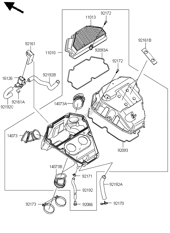 Alle onderdelen voor de Luchtfilter van de Kawasaki ER 6N ABS 650 2012