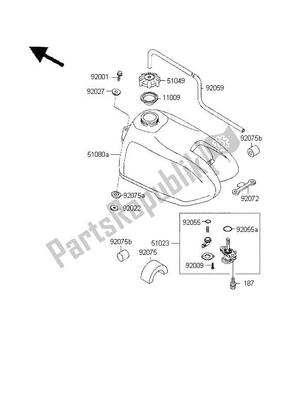 Todas as partes de Tanque De Combustível do Kawasaki KX 60 1995