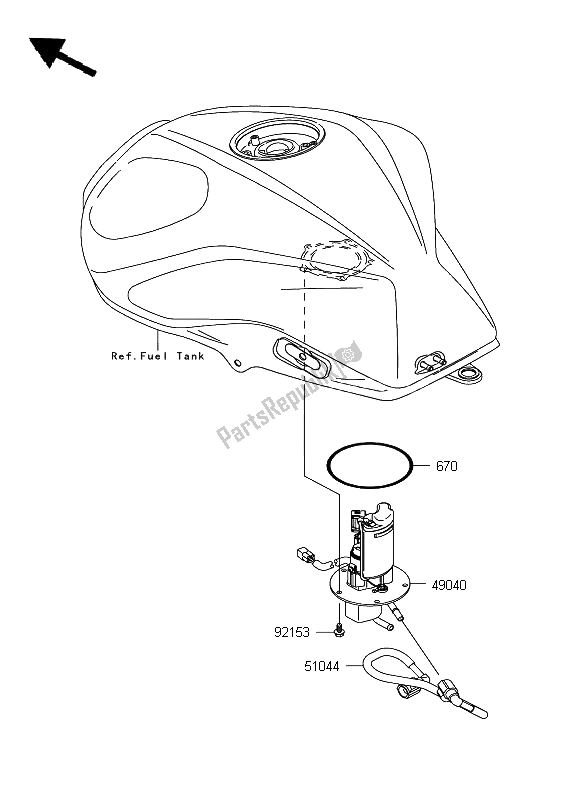 All parts for the Fuel Pump of the Kawasaki Z 750 ABS 2008