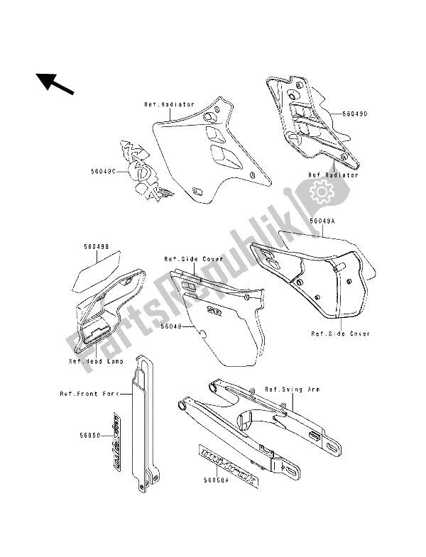 All parts for the Decal (green) of the Kawasaki KDX 125 1991