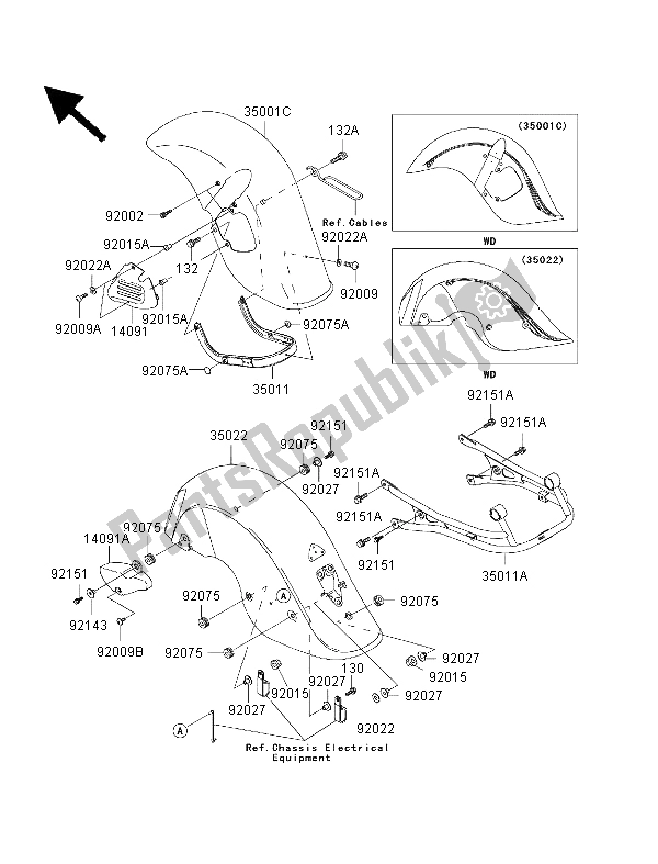 Toutes les pièces pour le Ailes du Kawasaki VN 1500 Drifter 1999