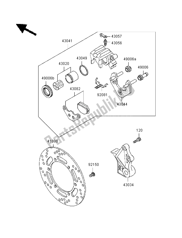 Toutes les pièces pour le Frein Arriere du Kawasaki KLR 650 1996