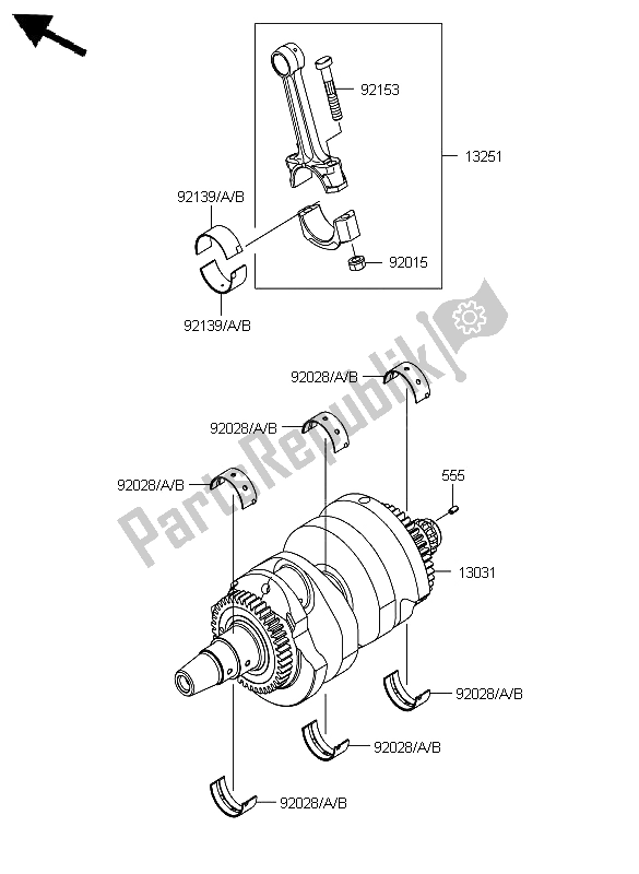 All parts for the Crankshaft of the Kawasaki ER 6F ABS 650 2012