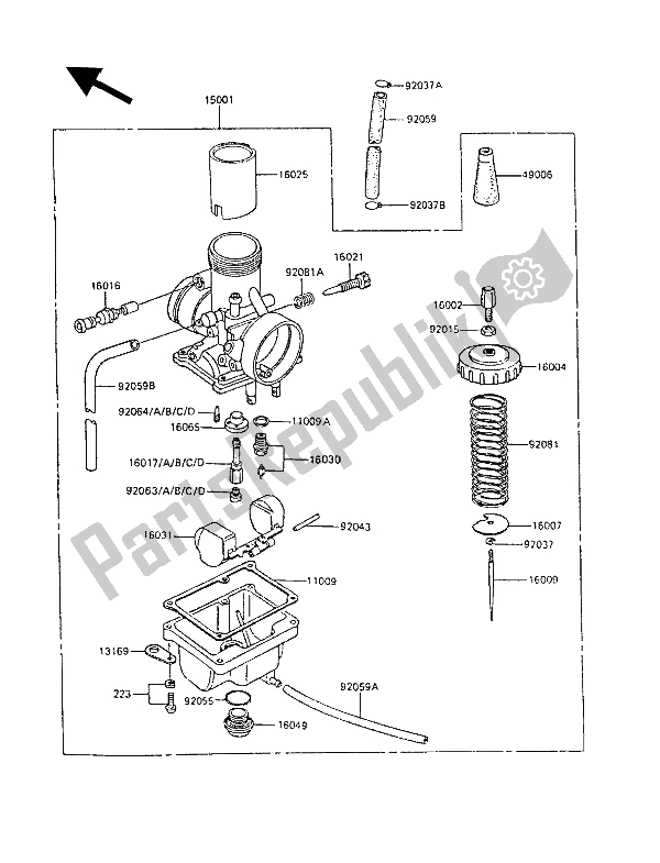 Tutte le parti per il Carburatore del Kawasaki KX 60 1985