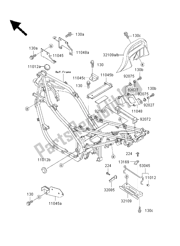 Tutte le parti per il Montaggi Della Struttura del Kawasaki GPZ 500S 2003