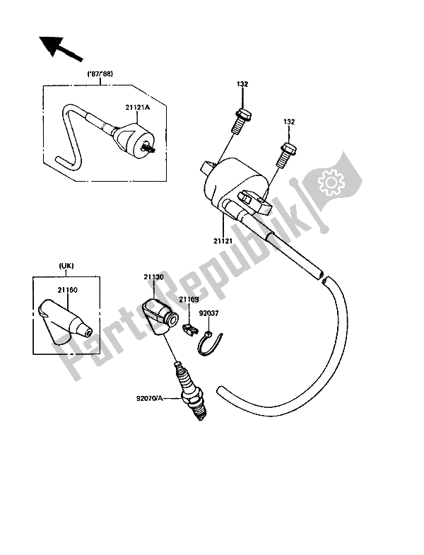 All parts for the Ignition System of the Kawasaki KDX 200 1987