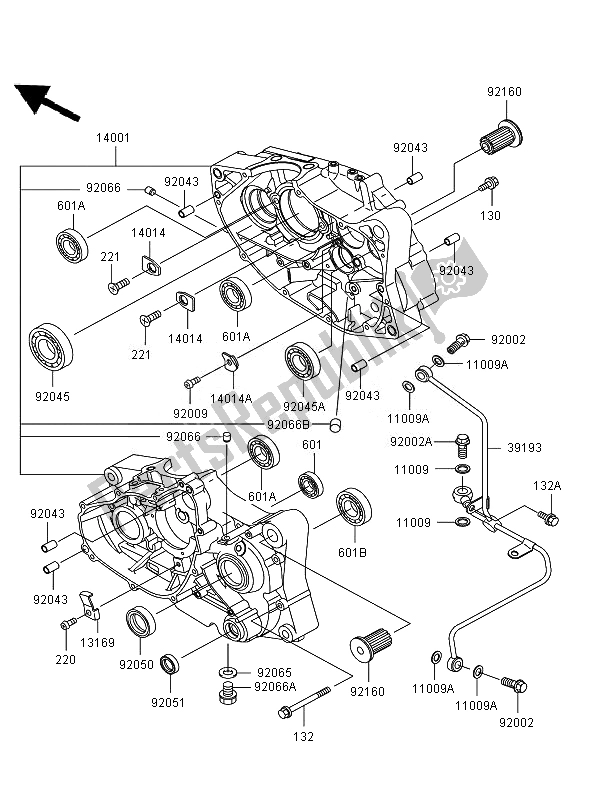 All parts for the Crankcase of the Kawasaki Eliminator 125 2007