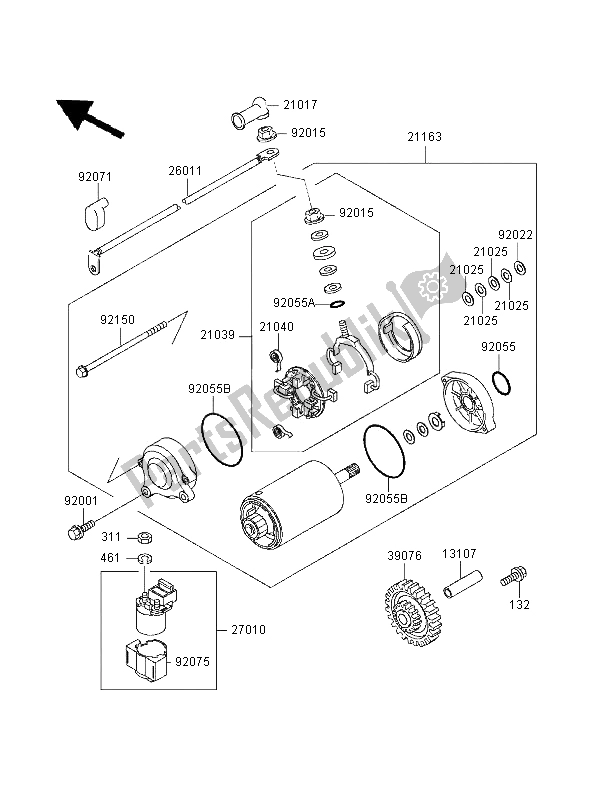 All parts for the Starter Motor of the Kawasaki ZZR 1100 1995