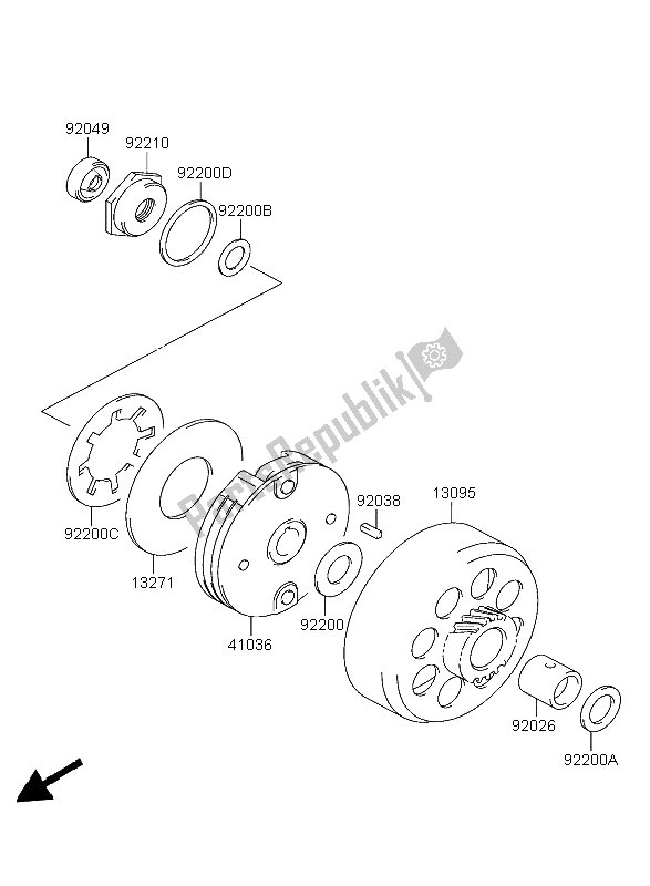 Alle onderdelen voor de Koppeling van de Kawasaki KFX 50 2003