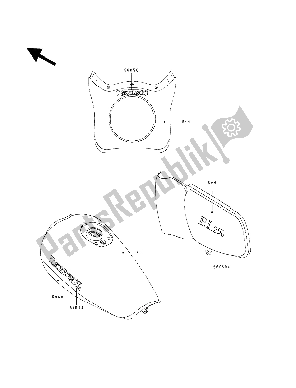 Todas las partes para Calcomanías de Kawasaki EL 250E 1994