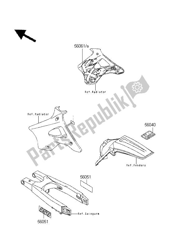 Tutte le parti per il Etichette del Kawasaki KX 250 1995