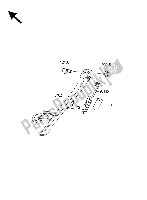 All parts for the Stand of the Kawasaki Z 1000 2003