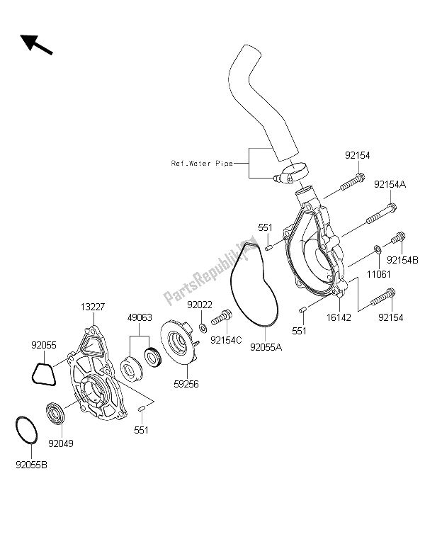 Todas as partes de Bomba De água do Kawasaki ER 6N 650 2015