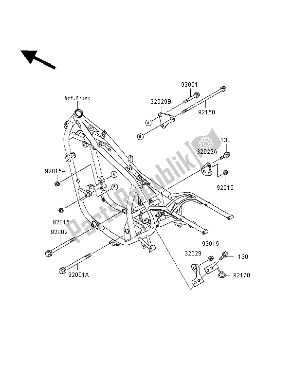 All parts for the Frame Fittings of the Kawasaki EN 500 1998