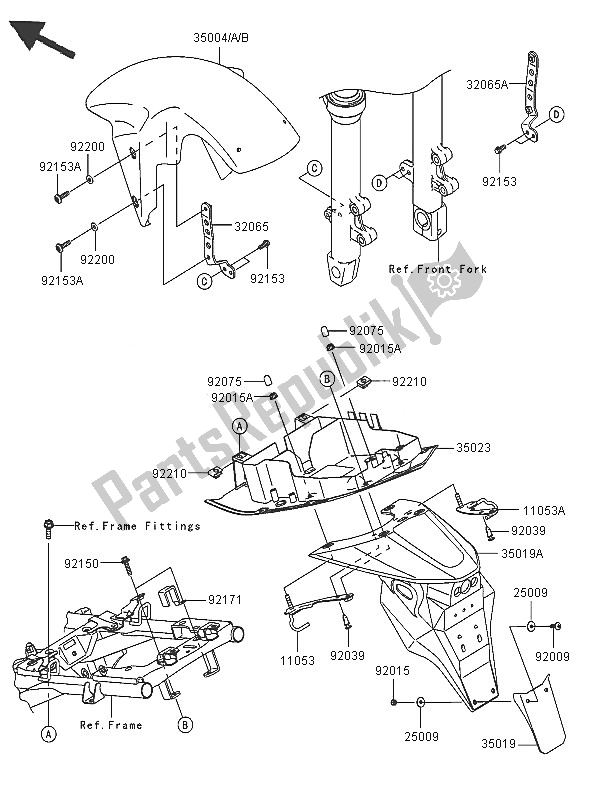 Tutte le parti per il Parabordi del Kawasaki Z 750S 2005 Tutte le parti per il Parabordi del Kawasaki Z 750S 2005