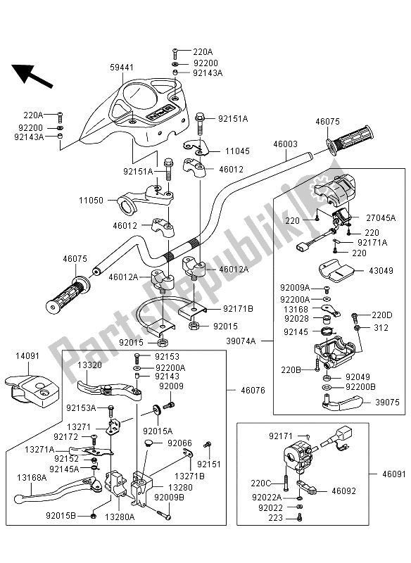 All parts for the Handlebar of the Kawasaki KVF 360 4X4 2006