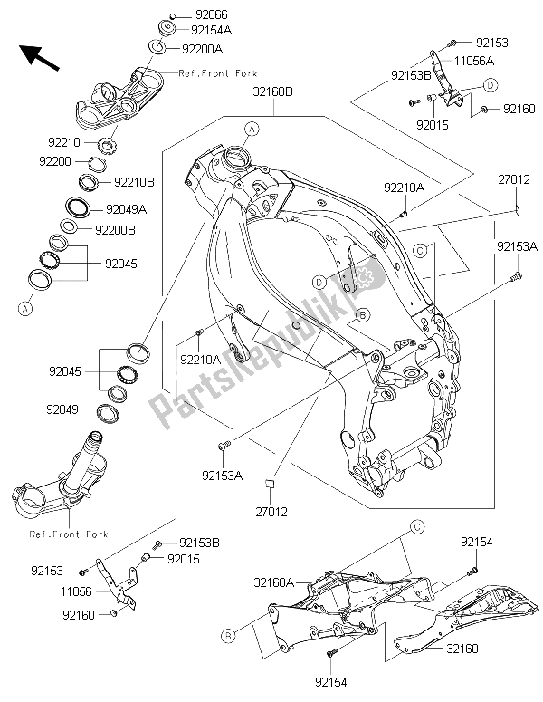 All parts for the Frame of the Kawasaki Ninja ZX 6R ABS 600 2015