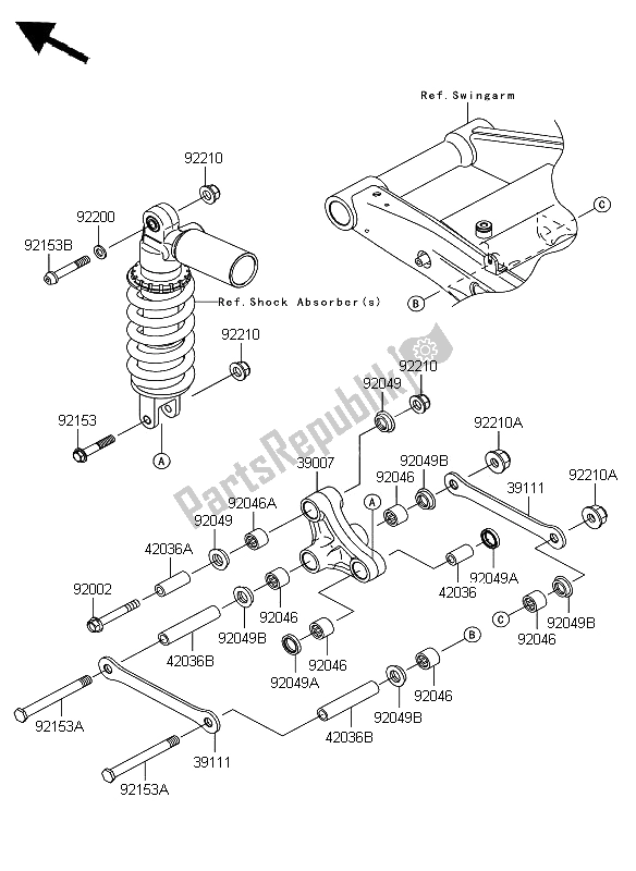 Toutes les pièces pour le Suspension du Kawasaki Z 1000 2008