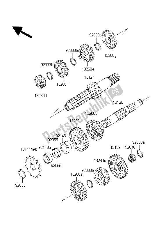 Todas las partes para Transmisión de Kawasaki KX 250 1995