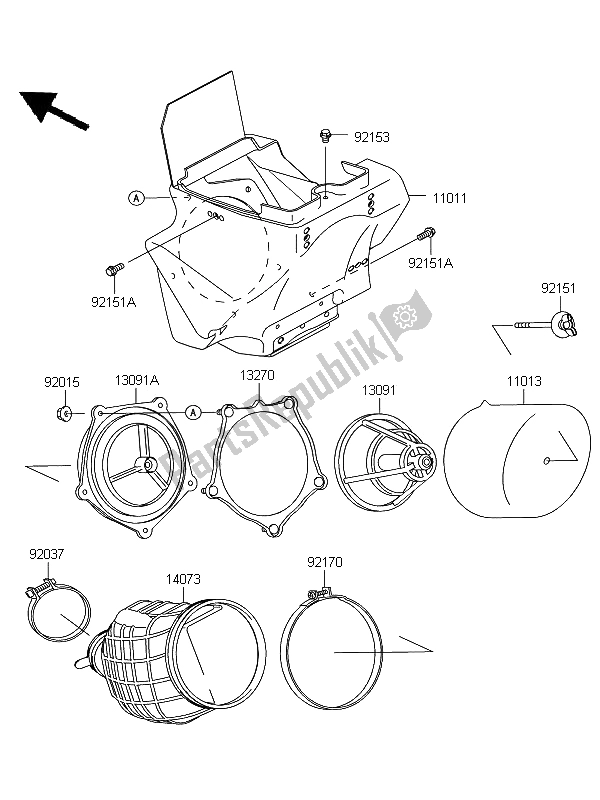 Alle onderdelen voor de Luchtfilter van de Kawasaki KX 85 SW LW 2011