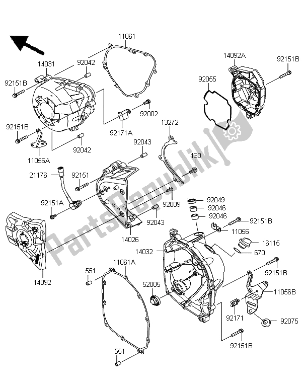 Alle onderdelen voor de Motorkappen van de Kawasaki Z 1000 SX ABS 2011