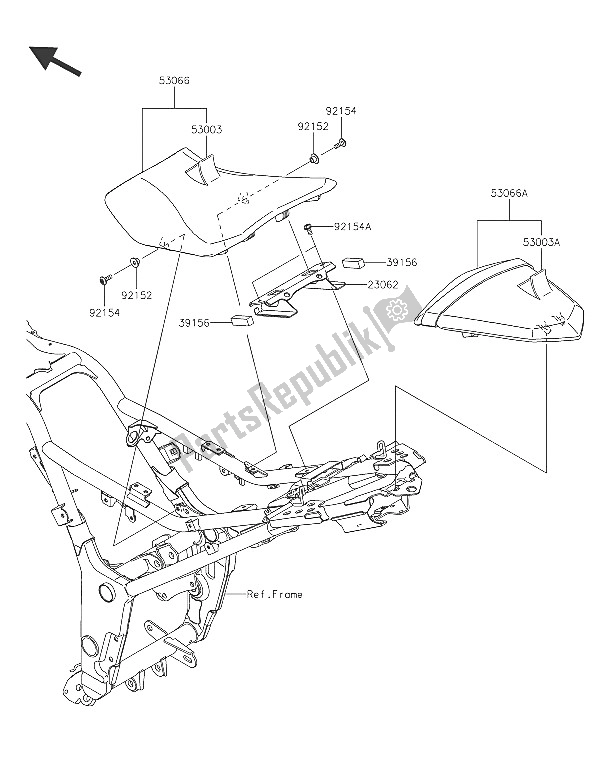 All parts for the Seat of the Kawasaki Ninja 300 2016