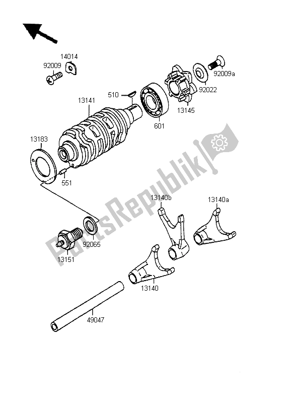 Toutes les pièces pour le Tambour De Changement De Vitesse Et Fourchette De Changement De Vitesse du Kawasaki KMX 125 LW 1995