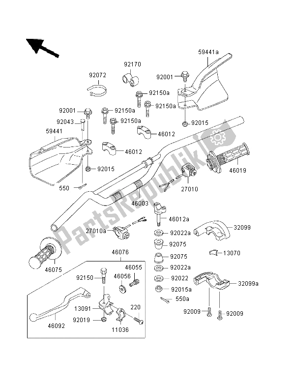 Tutte le parti per il Manubrio del Kawasaki KLX 650R 1996