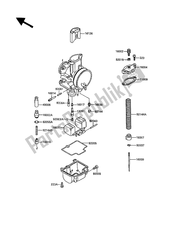 Tutte le parti per il Parti Del Carburatore del Kawasaki KR 1 250 1989