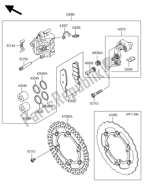 Tutte le parti per il Freno Anteriore del Kawasaki KX 450F 2006