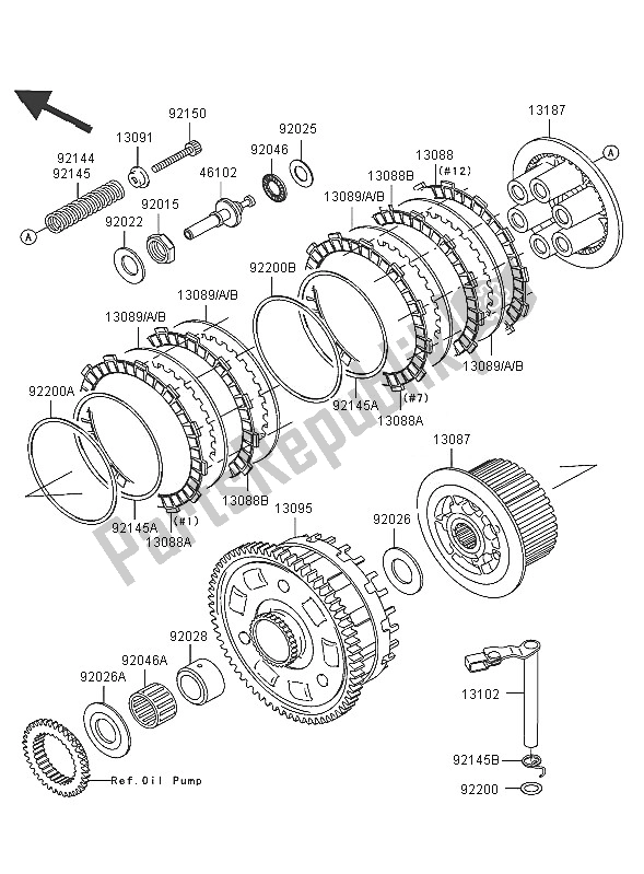 All parts for the Clutch of the Kawasaki Ninja ZX 12R 1200 2005