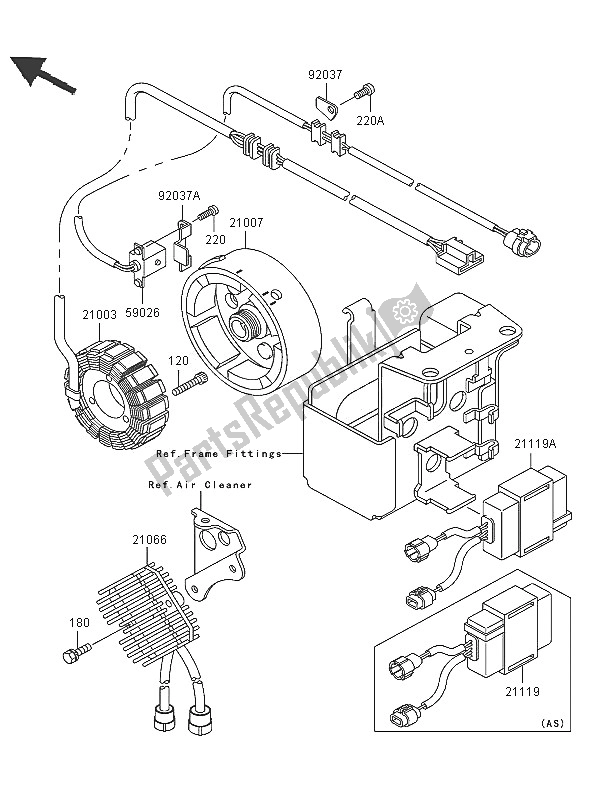 All parts for the Generator of the Kawasaki KLF 300 2005