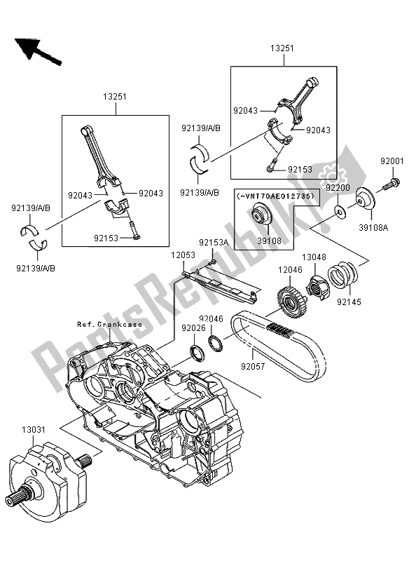 All parts for the Crankshaft of the Kawasaki VN 1700 Voyager ABS 2011