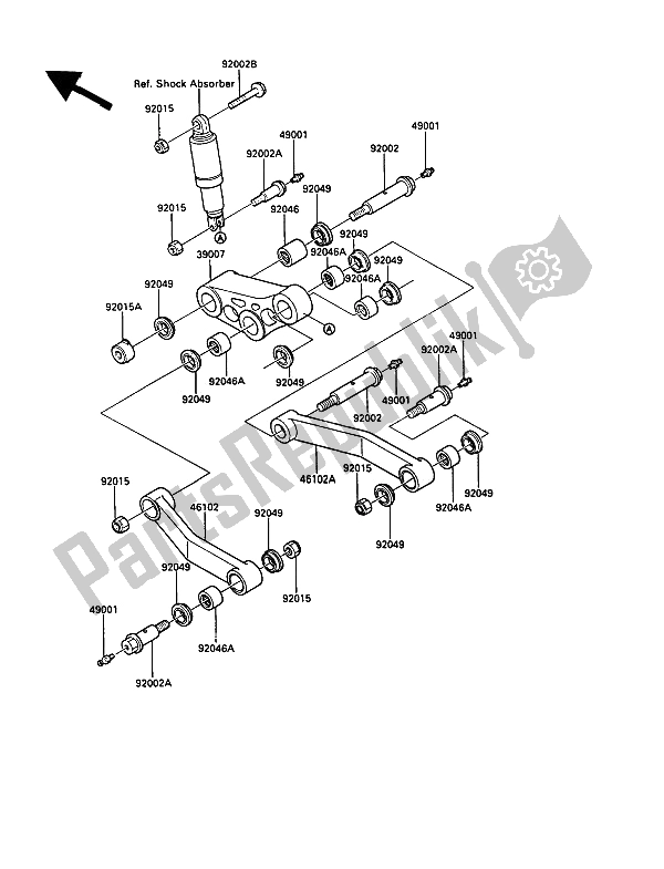 Alle onderdelen voor de Suspensie van de Kawasaki 1000 GTR 1990