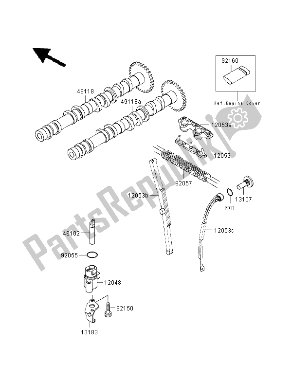 Alle onderdelen voor de Nokkenas En Spanner van de Kawasaki ZXR 400 1997