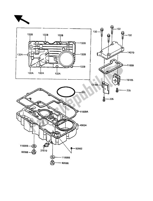 All parts for the Breather Body & Oil Pan of the Kawasaki 1000 GTR 1991