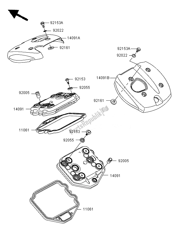 Tutte le parti per il Coperchio Della Testata del Kawasaki VN 900 Classic 2007