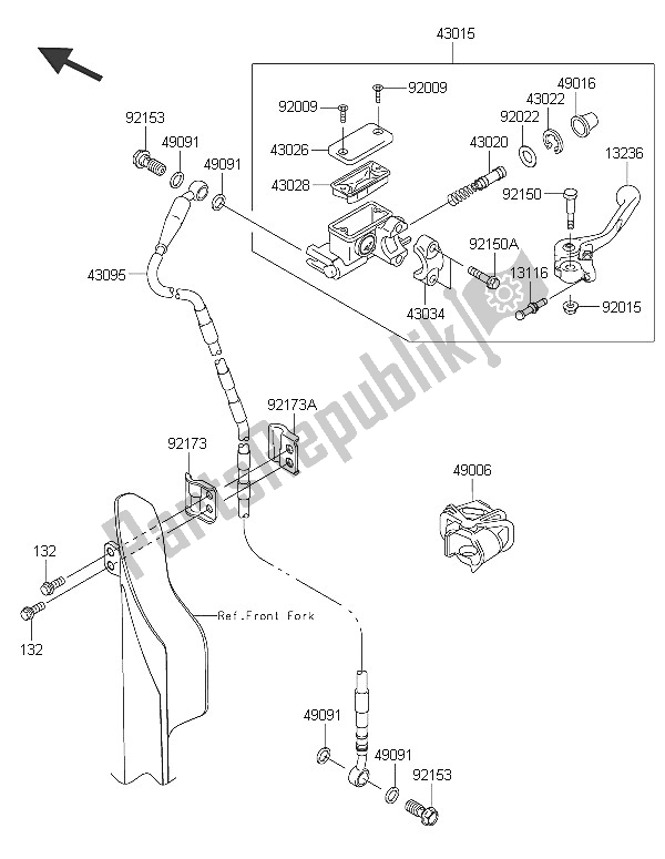 All parts for the Front Master Cylinder of the Kawasaki KX 450F 2016