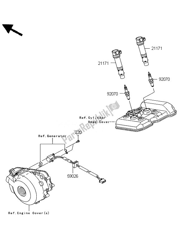 All parts for the Ignition System of the Kawasaki Ninja 250R 2010