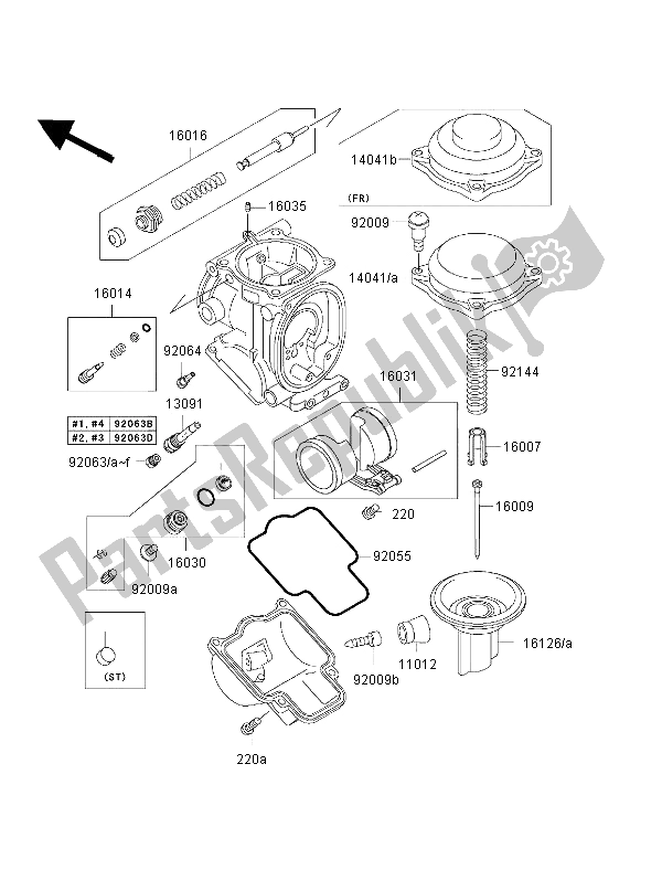 Todas as partes de Partes Do Carburador do Kawasaki Ninja ZX 7R 750 2002