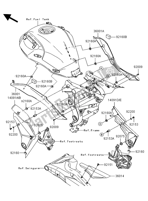 All parts for the Side Covers & Chain Cover of the Kawasaki Versys 650 2008