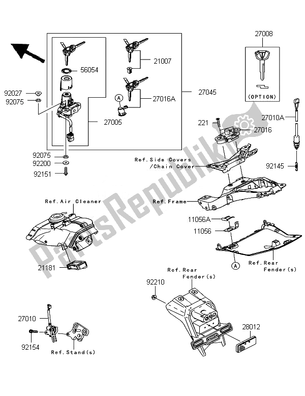 All parts for the Ignition Switch of the Kawasaki Ninja ZX 10R ABS 1000 2011