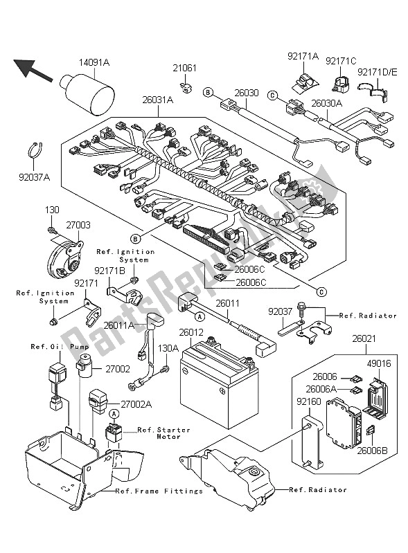 All parts for the Chassis Electrical Equipment of the Kawasaki VN 1600 Mean Streak 2005