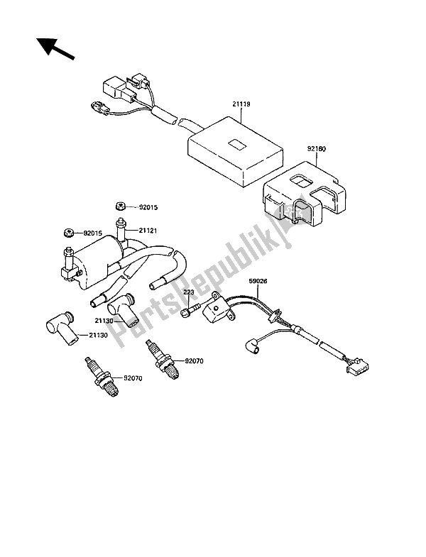 Tutte le parti per il Bobina Di Accensione del Kawasaki KR 1 250 1991