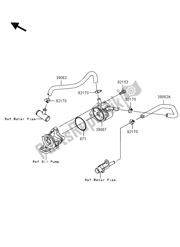 All parts for the Oil Cooler of the Kawasaki Ninja ZX 6R 600 2010