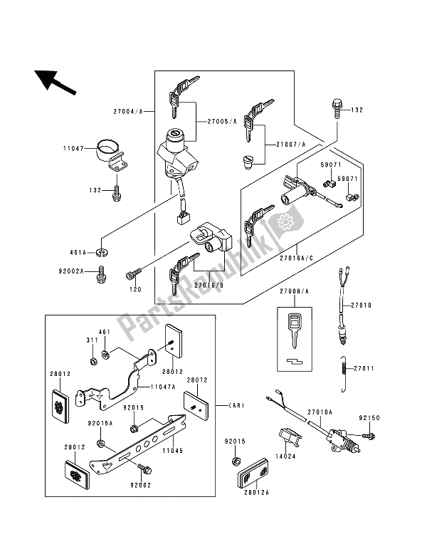 Tutte le parti per il Interruttore Di Accensione del Kawasaki Zephyr 750 1992