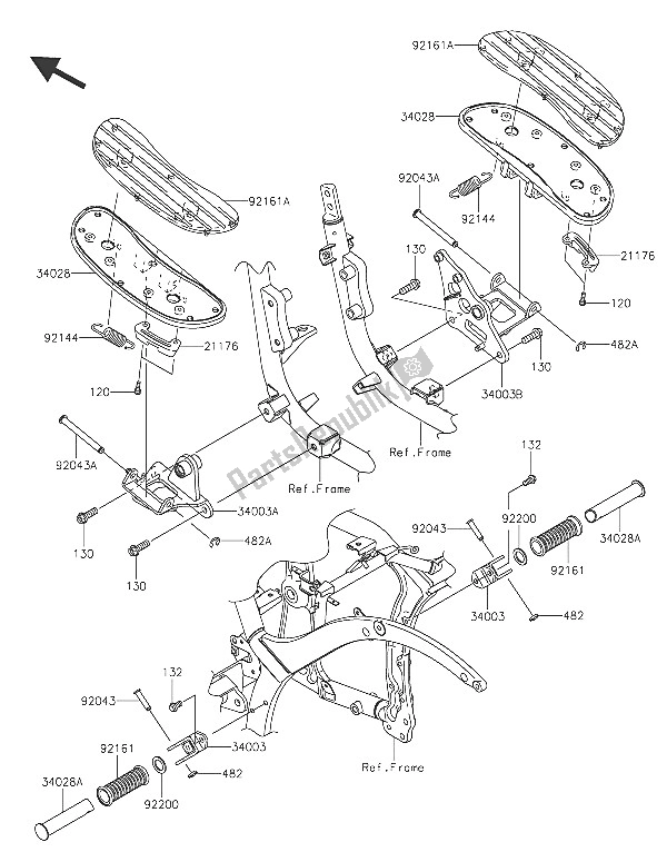 All parts for the Footrests of the Kawasaki Vulcan 900 Classic 2016