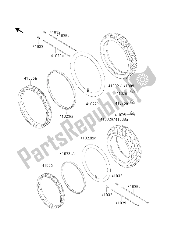 Tutte le parti per il Pneumatici del Kawasaki KLE 500 2002