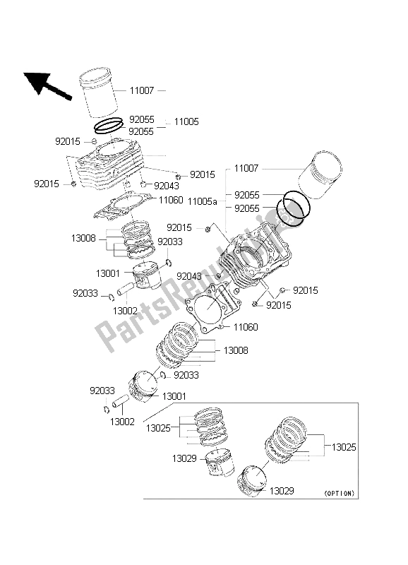 Tutte le parti per il Cilindro E Pistone del Kawasaki VN 800 Drifter 2001