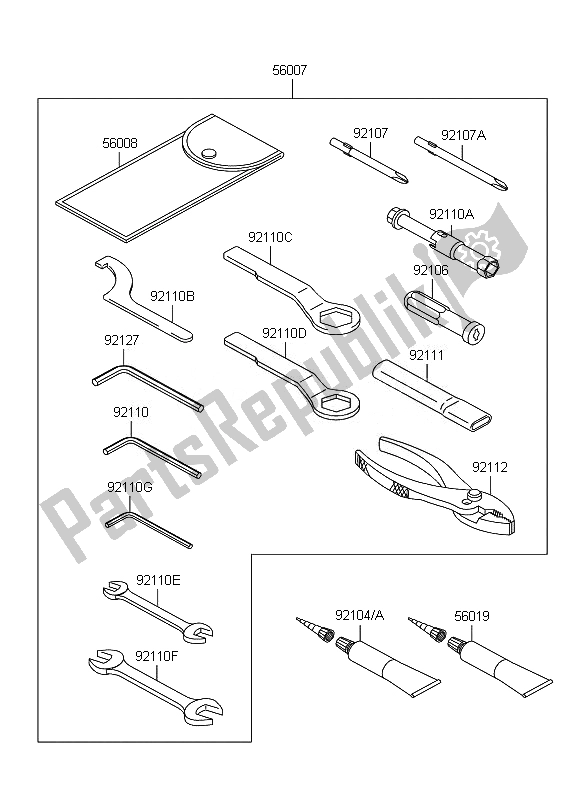 Alle onderdelen voor de Eigenaars Tools van de Kawasaki ER 6F ABS 650 2011